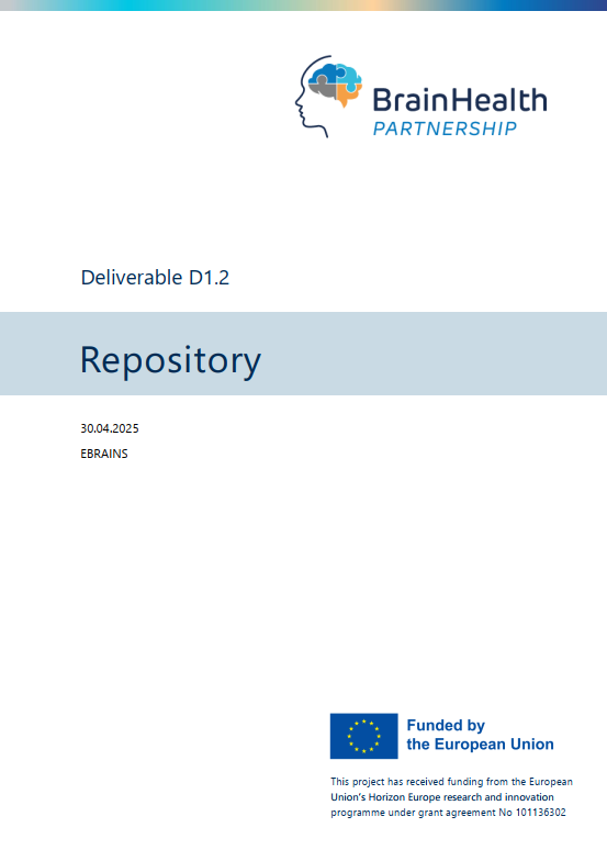 Cover image of Repository Deliverable Number D1.2 for CSA BrainHealth